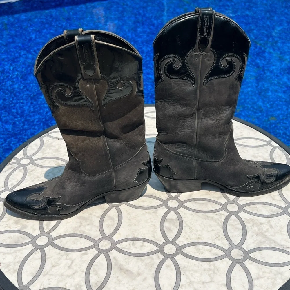 Vintage PARAGON Black Cowboy Boots Men’s Sz 8.5 Western Shoes Heeled Boot